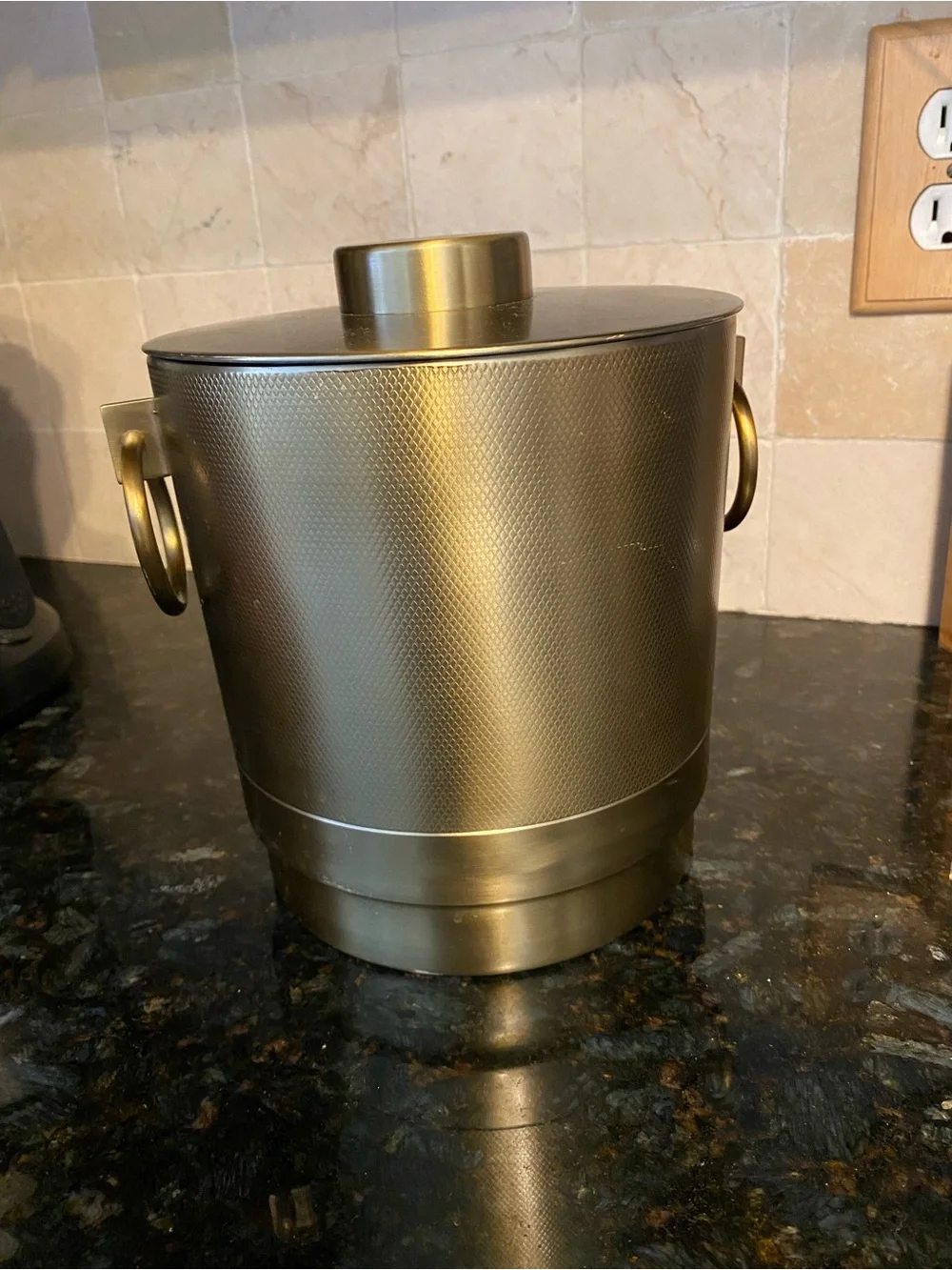 Crate&Barrel Metallic Gold Ice Bucket with Tongs